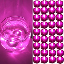 QTY 36 PINK LED Submersible Underwater Tea lights TeaLight Flameless US Shipper
