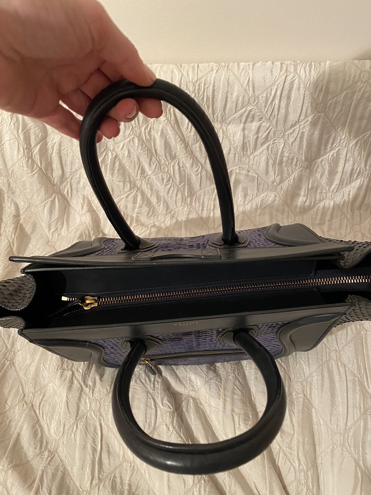 Rare!!!! Celine Navy/ Blue Python and Leather Min… - image 3