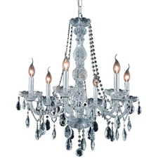 Chandelier Crystal and Chrome 6 Light Fixture Living Dining Room Foyer Bedroom