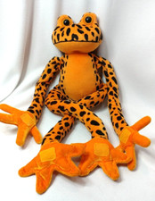 2000 Toys R Us Animal Alley Vintage Orange  Black Frog Long Legs Hanging Plush