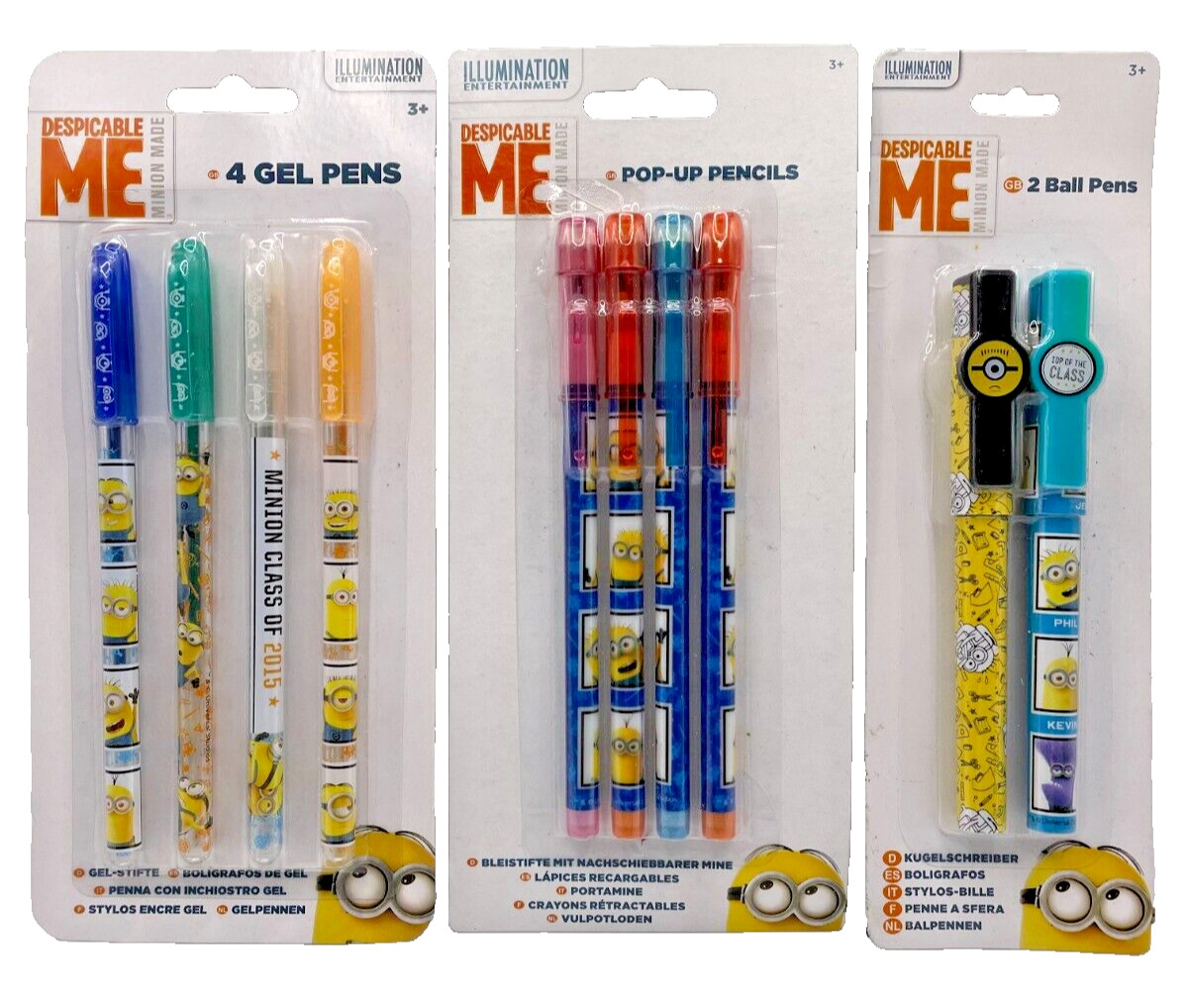 Despicable Me/Minions Gel Pens Ball Pens Pop Up Pencils Stationery School