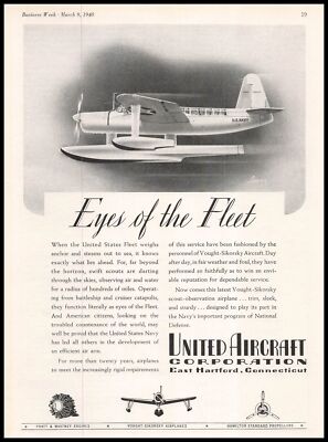 1940 United Aircraft Corp East Hartford Connecticut ''Eyes Of The Fleet'' Print Ad