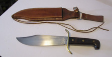 Nice Vtg. 1970's Western USA W49 Fixed Blade Bowie Knife & Leather Swing Sheath