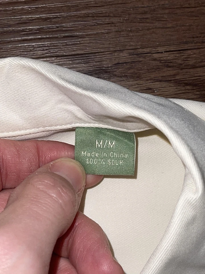 Camisa Tommy Bahama Para Hombre Mediana Marfil 100% Seda Campamento Abotonada Manga Corta Lazo Foto 3 de 4