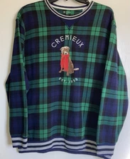Daniel Cremieux Sweatshirt Men’s 2XL Navy Green Plaid Holiday Dog New