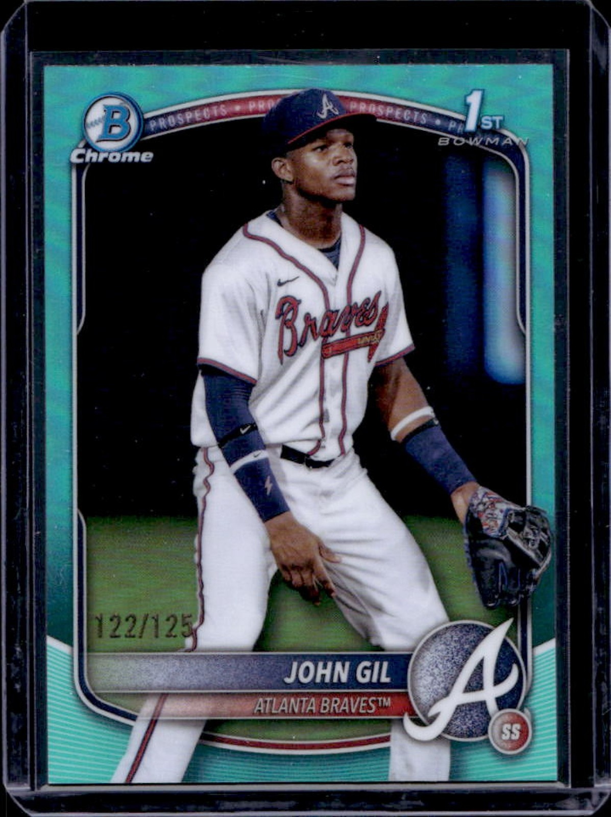 2025 Bowman Chrome John Gil Aqua Refractor 1st #122/125 Braves