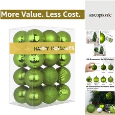 Lime Green 2.5" Christmas Balls Christmas Tree Decoration Ornaments Shatterpr...