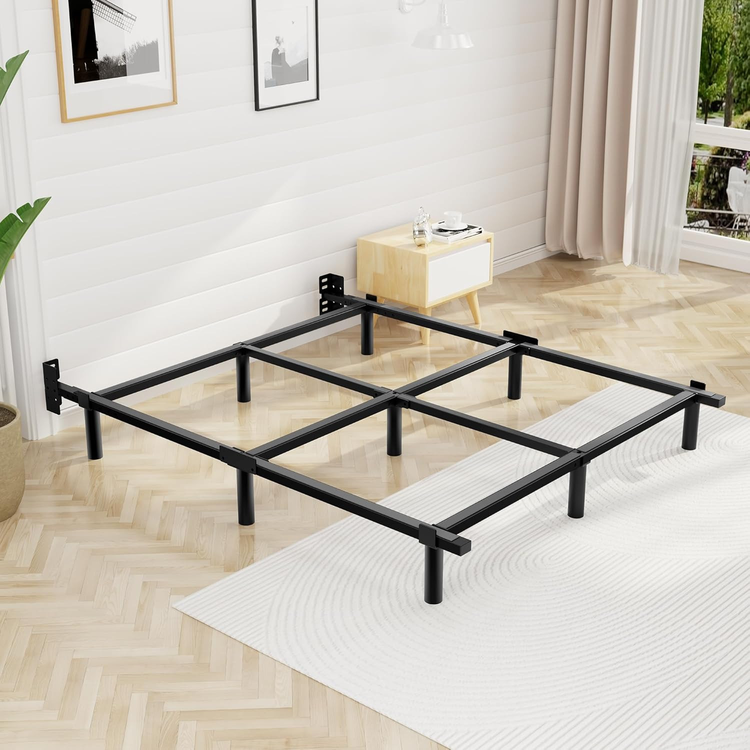 Queen Bed Frame, 7 Inch Basics Metal Bed Frame, Heavy Duty 9-Leg Base for Box Sp
