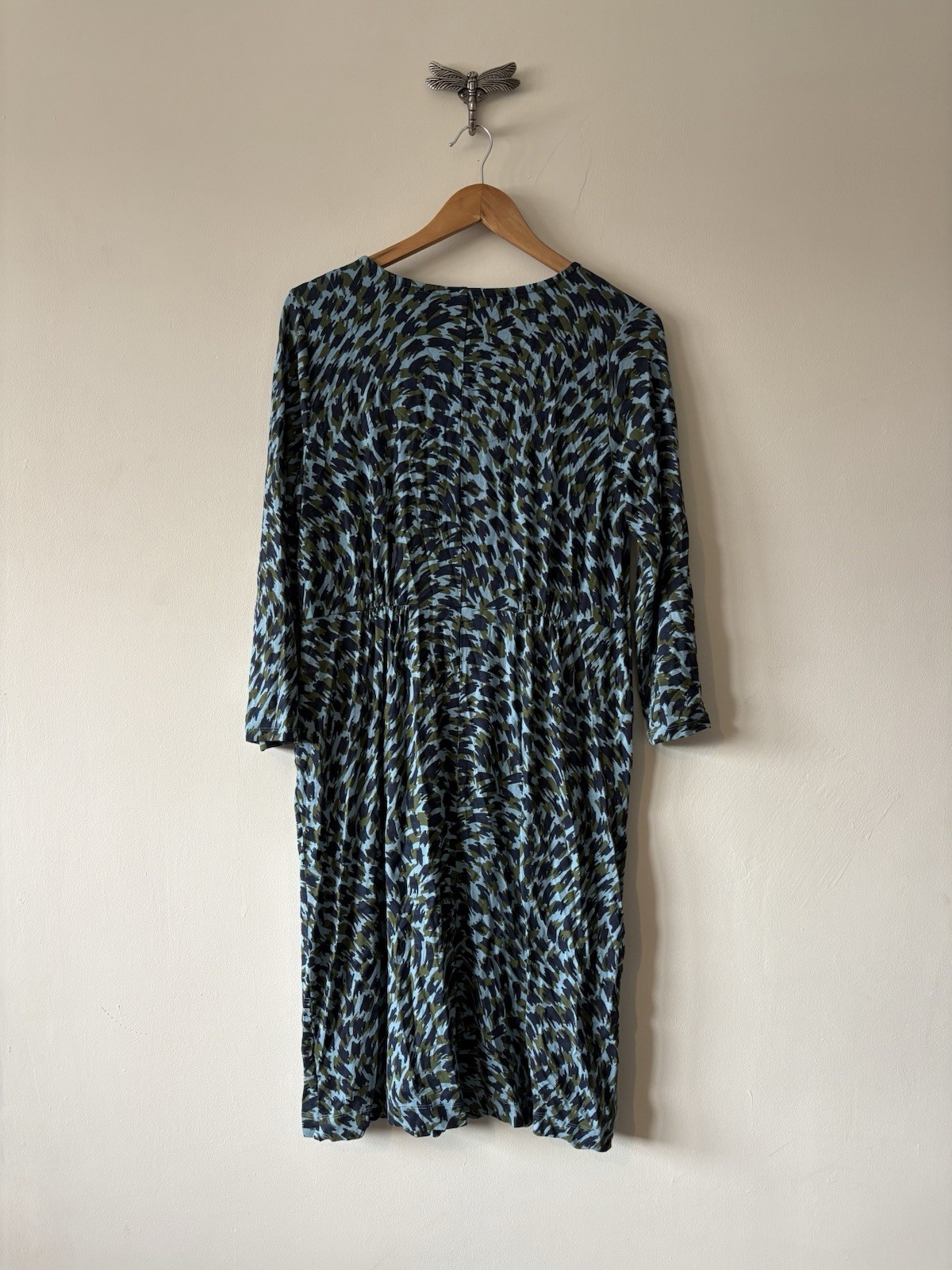 White Stuff Teal Abstract Leopard Print Dress Pockets Stretch Size 14 Casual Fit image 7