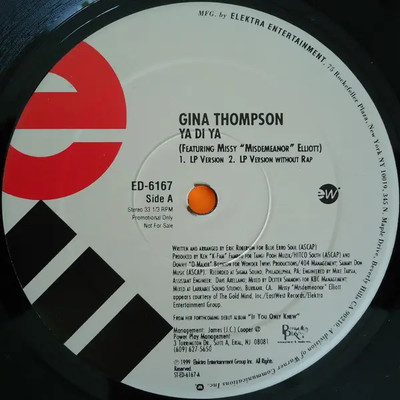 Gina Thompson, Missy Elliott Ya Di Ya Vinyl Single 12inch Elektra
