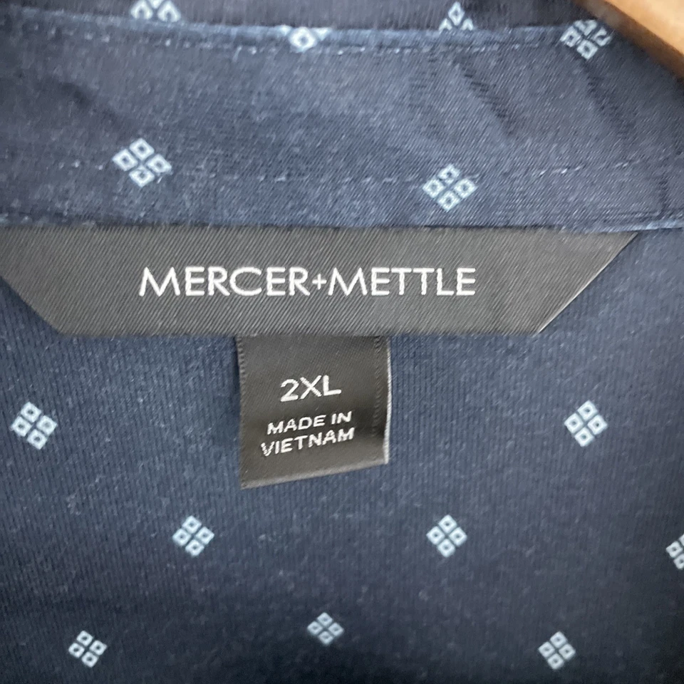 Mercer + Mettle Shirt Mens 2XL Dark Blue Printed Long Sleeve Button Very Soft - Image 3 of 4