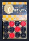 PARKER BROTHERS Plastic Checkers Vintage Complete 24 Red Black Original Box 60's