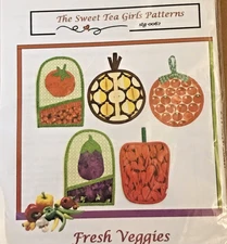 FRESH VEGGIES Mitts & Hot Pads Pot Holder Quilt Applique Pattern Sweet Tea Girls