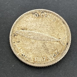 1967 Canada Silver Mackerel Dime 10 Cents Circulated