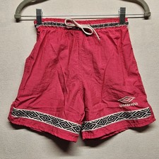 90's Umbro Athletic Shorts Girls Small Nylon Neon Pink 14627