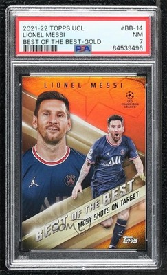 2021 Topps UEFA Champions League Best of the Gold 29/50 Lionel Messi PSA 7 9w4