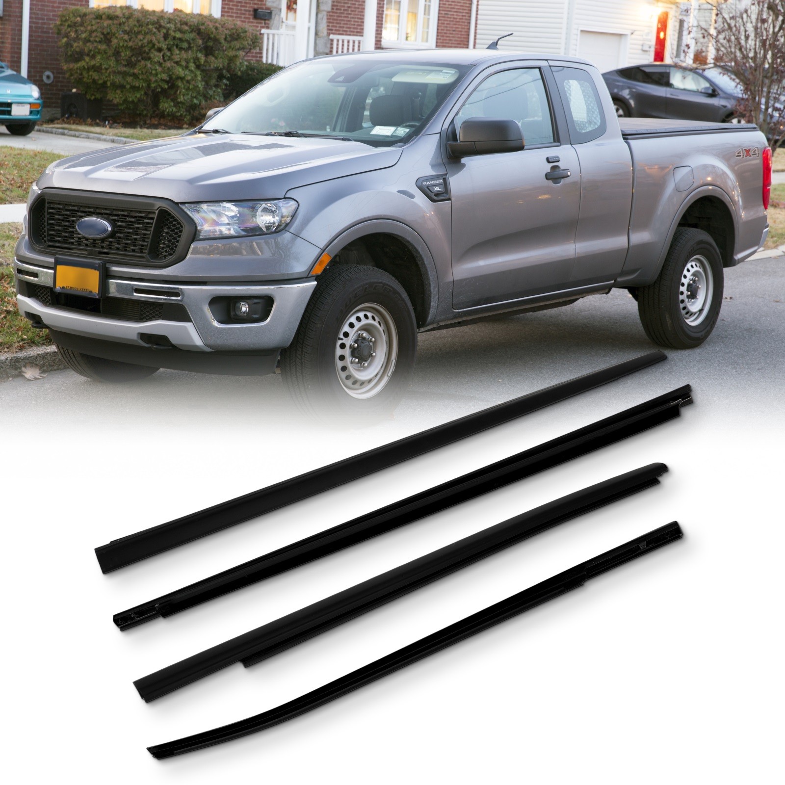 For 2011-2021 Ford Ranger 4PC Outer Window Molding Trim Weatherstrip Seal Belt