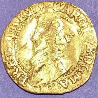 CHARLES I GOLD CROWN MM AFRICAN HEAD (1626 1627) S 2711 GROUP B 2.2 G