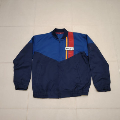 ENEOS Japan Mechanic Work Jacket Zip-Up Gas Station Blue Navy L Initial D Movie