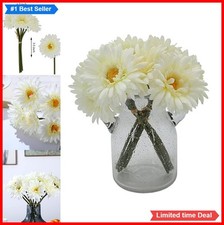 Artificial Daisy Flowers 10 in White Silk 10 in High Bendable Stems Faux
