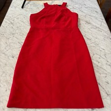 Ann Taylor Red Halter Neck Sheath Dress Size 6 Knee Length Business Casual