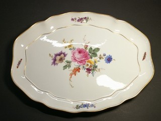 Antike Meissen Platte Schale Blumen Rose 1. Wahl Knaufzeit Tablett 37 x 28 cm !