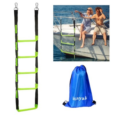 itayak 5 Step Boat Rope Ladder, Foldable Assist Boarding Outdoor Climbing Rop...