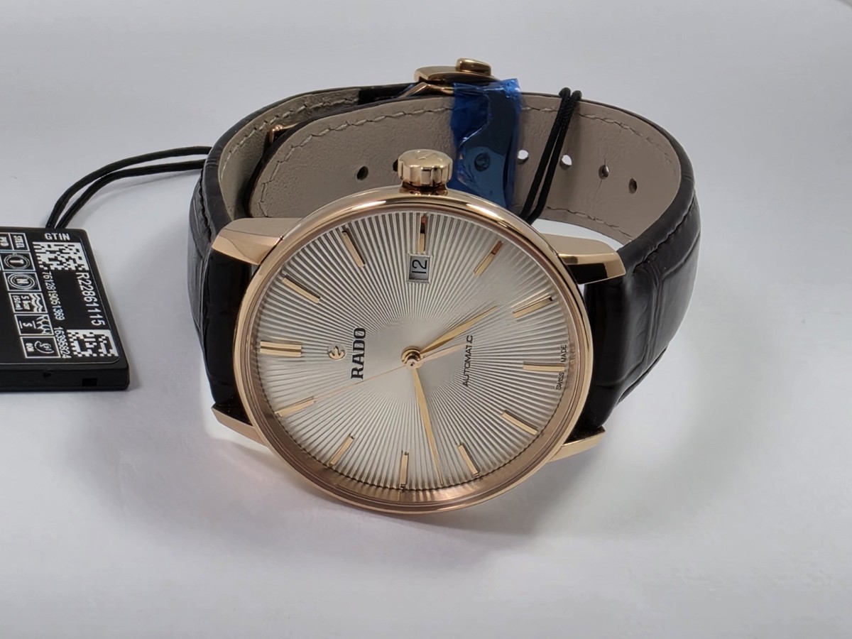 Rado Coupole SWISS Automatic Rose Gold Brown Leather Strap Men's