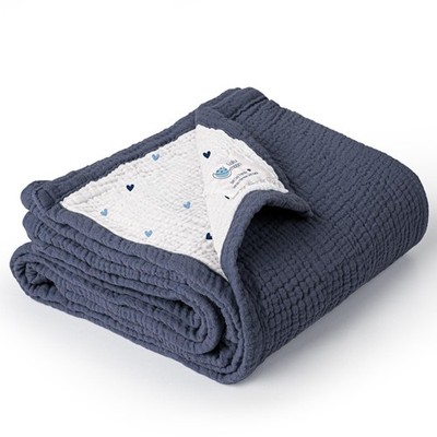 lulumoon Baby Blanket for Newborns: Muslin Swaddle 40''x30'', S-blue