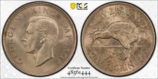 New Zealand, 1941 George VI Florin. PCGS MS 63. 820,000 Mintage.