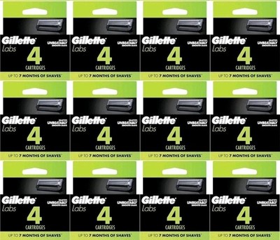 12X= Gillette Labs Exfoliating Bar Razor Blade Refills - 48 Cartridges