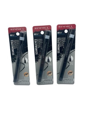 3X Rimmel London Scandaleyes Micro Eyeliner 001 Black Waterproof Smudge-Proof