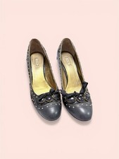 Miu Miu Black Leather Studded Heels, Size Eur 41, With Box And Dust bag VGC