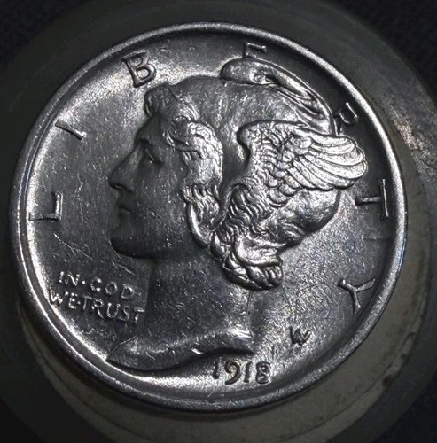 1918-D Denver mint mercury dime 10C choice uncirculated