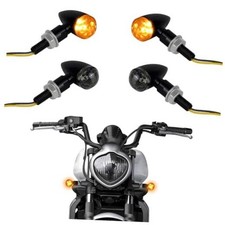 Mini Bullet Motorcycle Turn Signals, Smoked Lens Metal LED Turn Signal Lights