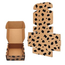 25 Pack Leopard Small Shipping Boxes 4 x 4 x 2 inches Recyclable Corrugated