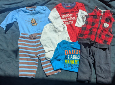 Lot of 7 boys size 3 months clothes- Long sleeves bodysuit, pants, fleece vest