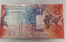 AUTENTICHE BANCONOTE Da 20 Franchi Svizzeri