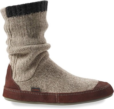 Acorn Men's Slouch Boot Slipper, Grey Ragg Wool, Medium, Size 9-10