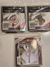Mill Hill Christmas Ornaments Counted Glass Bead Kit Lot of 3 Amythyst Stockings