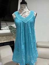 Rare 70’s Vintage Turquoise V-Neck Greece Mini Dress 80% Cotton 20% Rayon
