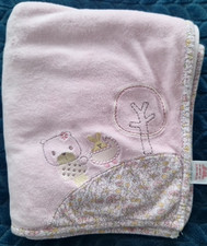 Mothercare pink velour blanket Bear Pram Bunny Baby Tree reverse floral 9129670