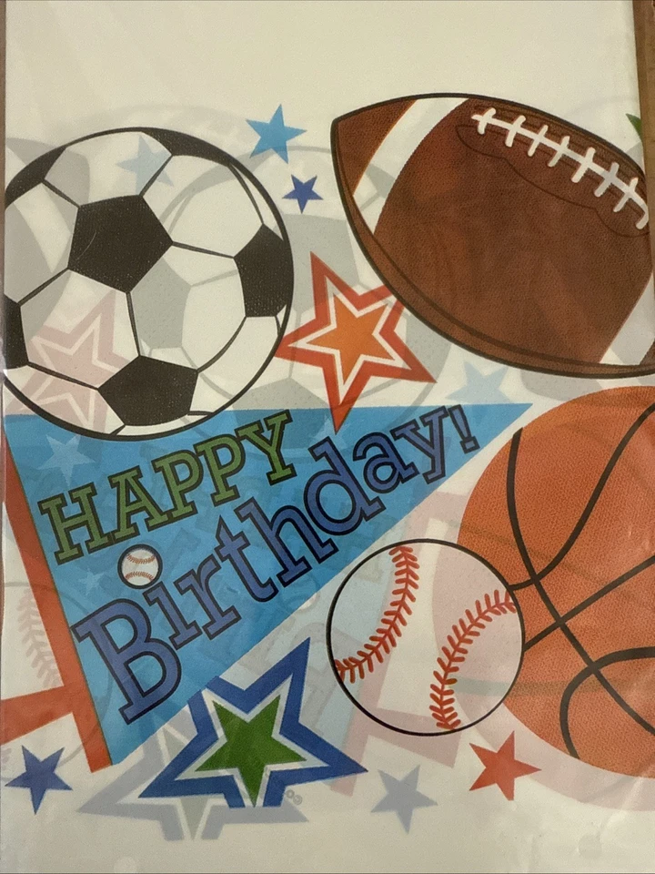 Fundas de mesa de plástico para cumpleaños con temática deportiva - 54" X 84" decoración de fiesta de cumpleaños Foto 4 de 4