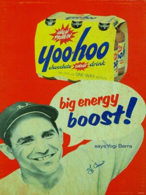 YOOHOO CHOCOLATE DRINK YOGI BERRA HEAVY DUTY USA MADE METAL ADVERTISING SIGN