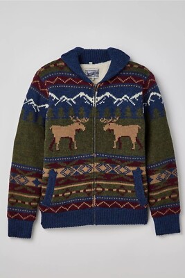 Schott Heavyweight Wool Sherpa Lined Moose Sweater Jacket F2239 Small