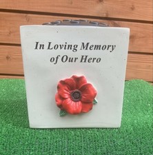 Poppy Vase ' OUR HERO ' Grave Memorial Ornament fathers day