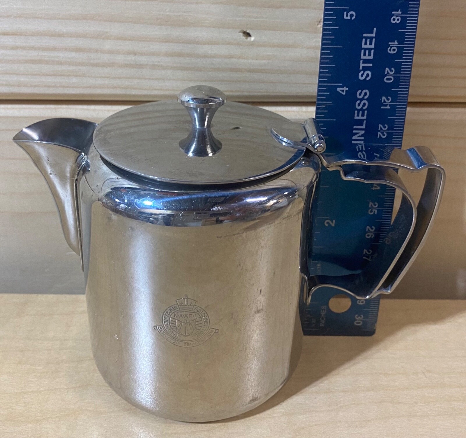 Vintage Rare Olde Hall Navy Army Air Force Institutes (NAAFI) Stainless Teapot