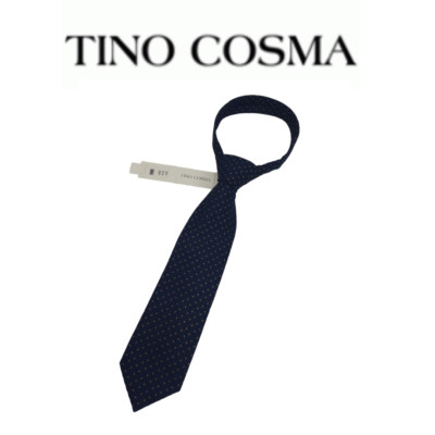 Cravatta Lunga , Seta, Fantasia Blu+Miniature Rombi 051614 Tino Cosma