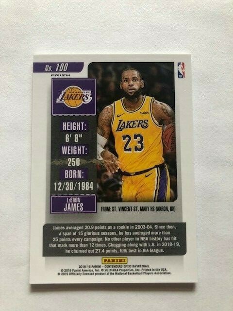 その他 Lebron James 2018 Contenders Optic RED 2018-19 Panini Contenders Optic LEBRON JAMES Red Prizm