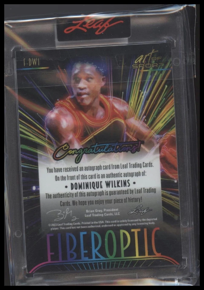 2023 Leaf Art of Sport Fiberoptic 25/30 Dominique Wilkins Signed Auto HOF - Image 2 of 2